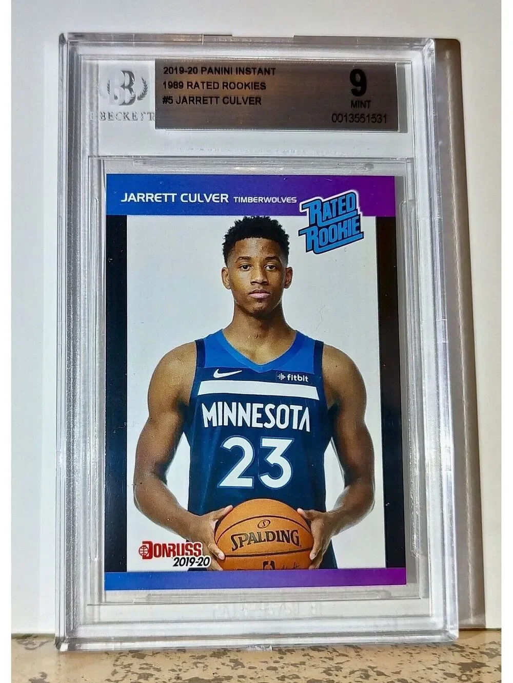 Jarrett Culver 2019-20 Panini NBA #5 Draft Rookie 1/3431 BGS 9 Mint Timberwolves
